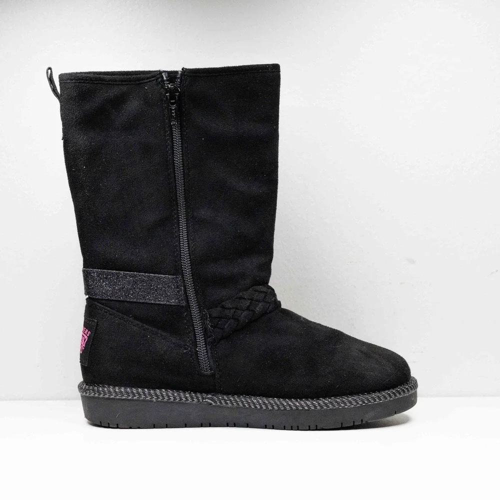 SKECHERS Toasty Toes Black Pink Fleece Lined Winter Boots Youth Girls‎ Sz 2